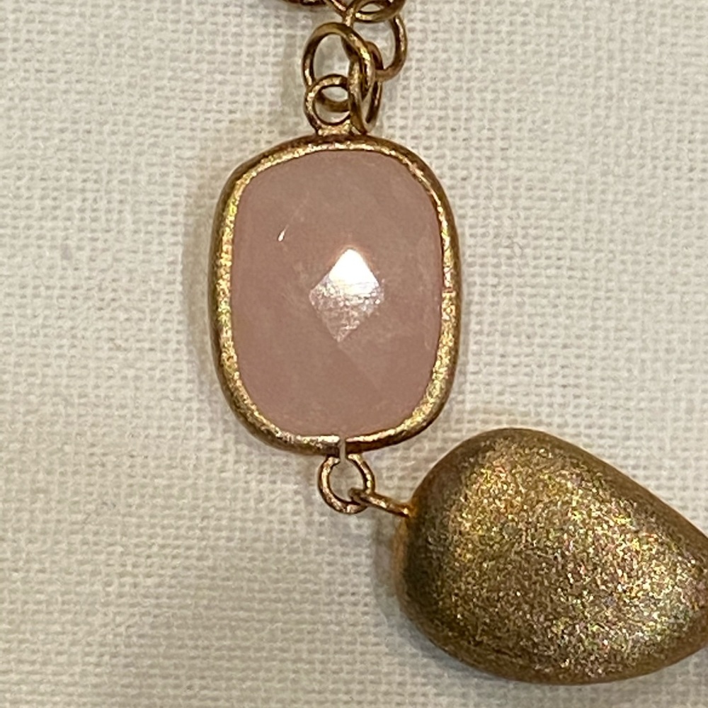 Rose Quartz Gold Tone Bracelet - Picture 2 of 4